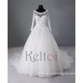 bling long sleeve ball gown cathedral train wedding dress